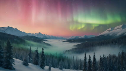 Fototapeta na wymiar amazing aurora with fantastic colors