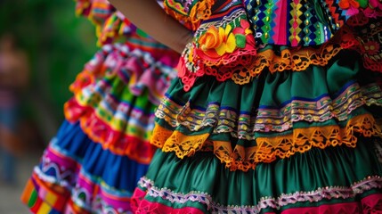 Dress with Specific Regional Inspiration: Focus on a specific Mexican region and create a dance dress reflecting its cultural motifs and colors 