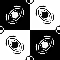 Abstract pattern with decorative geometric  elements. Black and white ornament. Modern stylish texture repeating. Great for tapestry, carpet, bedspread, fabric, ceramic tile, pillow - 771274344