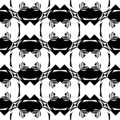 Abstract seamless pattern with decorative geometric  elements. Black and white ornament. Modern stylish texture repeating. Great for tapestry, carpet, bedspread, fabric, ceramic tile, pillow - 771274350