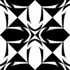 Abstract pattern with decorative geometric  elements. Black and white ornament. Modern stylish texture repeating. Great for tapestry, carpet, bedspread, fabric, ceramic tile, pillow - 771274376