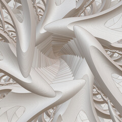 Fractal pattern in the style of stucco bas-relief on a gray stone wall