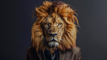Portrait of a lion with a stylish haircut