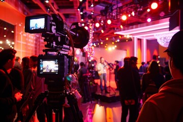 a blogger hosting a virtual meetup, connecting with followers worldwide through a dynamic streaming session