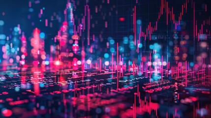 Fototapeta premium market and trading digital graph background