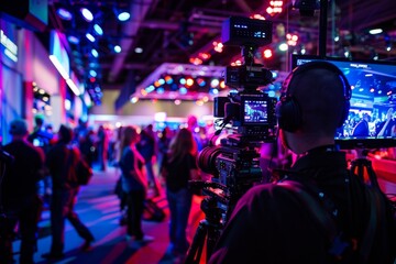 a blogger hosting a virtual meetup, connecting with followers worldwide through a dynamic streaming session