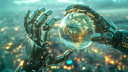 Naklejka premium The future world, with technology helping to develop.