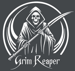 The Grim Reaper with a Scythe with Inscription