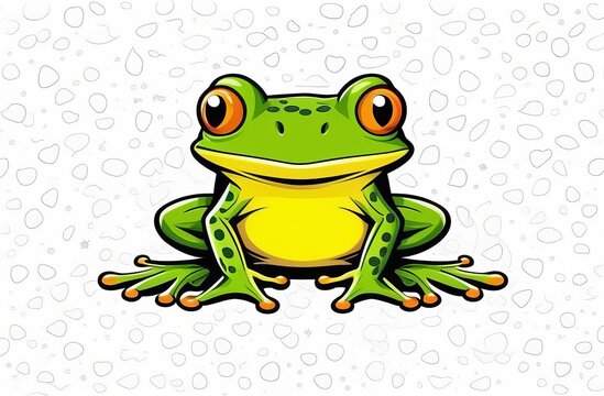 An cute green cartoon frog with a friendly smile