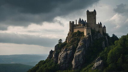 Fototapeta na wymiar a magnificent ancient castle on the rock hill