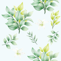Hand drawn watercolor lily seamless pattern 