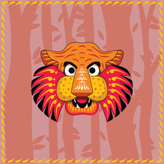 Happy Bengali New Year, Pohela Boishakh, Suvo Noboborsho, Bengali Traditional folk Design. Colorful Background, Mask of Tiger Owl. Illustration Of Pohela Boishakh. wishing for a Bengali New Year.