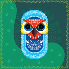 Happy Bengali New Year, Pohela Boishakh, Suvo Noboborsho, Bengali Traditional folk Design. Colorful Background, Mask of Tiger Owl. Illustration Of Pohela Boishakh. wishing for a Bengali New Year.