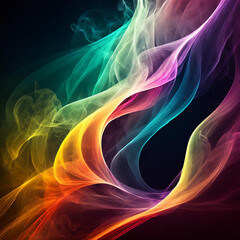 Abstract colorful smoke patterns on dark background