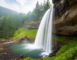 Atmospheric Effects. Atmospheric effects like mist or haze around the base of the waterfall