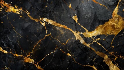 Black marble with yellow gold veins luxury background texture pattern background wallpaper.