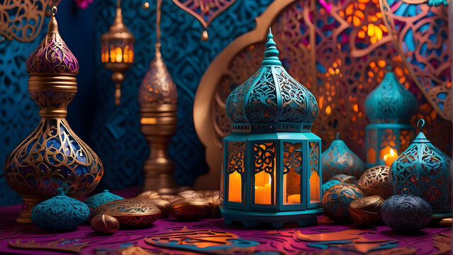 lantern background with stunning ornaments and decorations