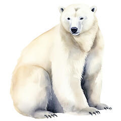 AI-generated watercolor Polar Bear clip art illustration. Isolated elements on a white background.	