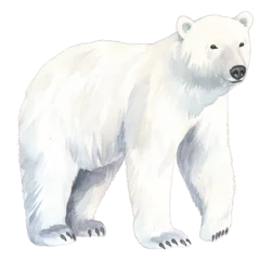Foto op Canvas AI-generated watercolor Polar Bear clip art illustration. Isolated elements on a white background.  © beyouenked
