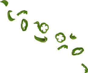 falling paprika sliced