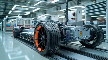 Fototapeta premium Design a car battery technology lab researching next-generation energy storage solutions