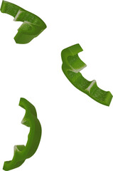 falling green paprika sliced