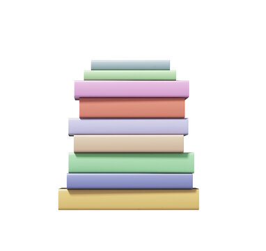 A stack of colorful books arranged in a gradient isolated on a white background, depicting an organized layout concept