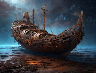 Deurstickers old ship wreck © Aaron