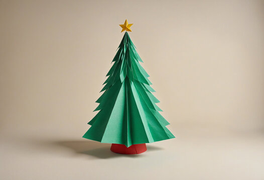 Alternative handmade paper christmas tree colorful background