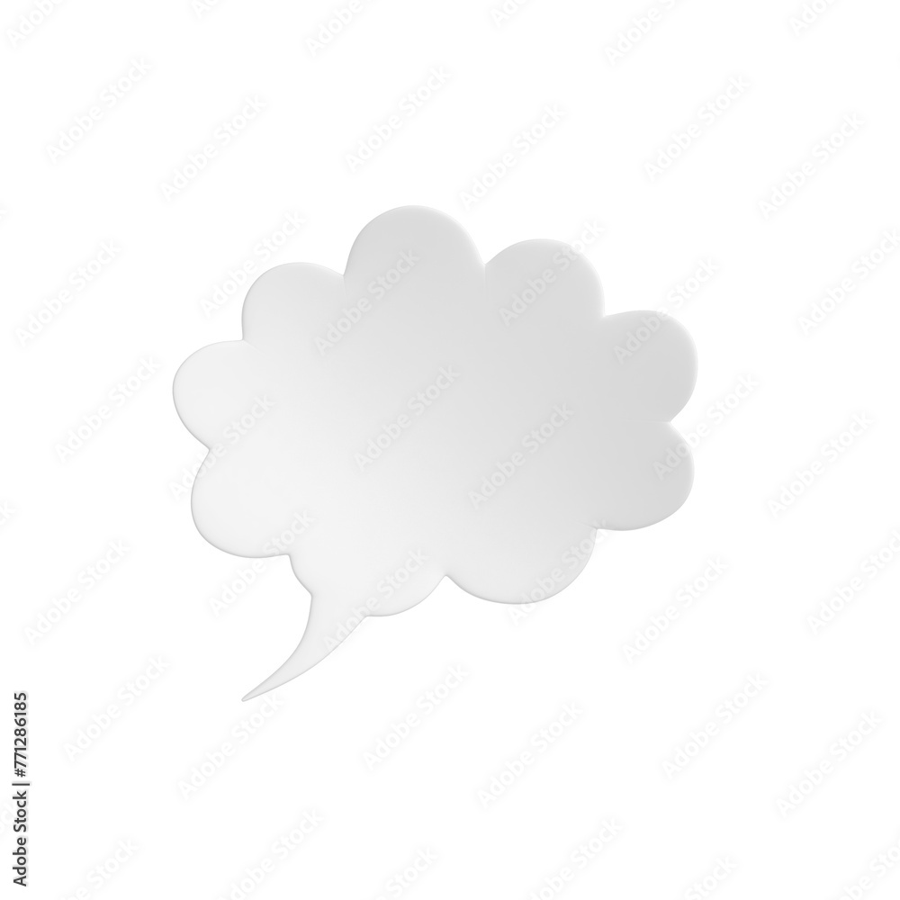 Poster a white speech bubble on a white background, an element of design for dialogue or thought representa