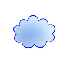 A stylized blue cloud illustration with a glowing edge effect on a white background, concept of cloud computing or weather