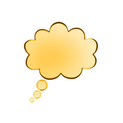 A golden thought bubble on a white background, flat design, concept of idea or communication