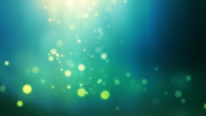 falling golden defocused particles with greenish light