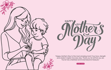 Happy mothers day celebration post with mother and child