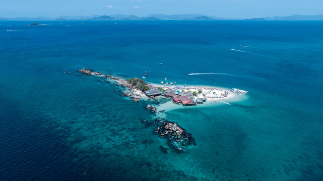 Arerial view Koh Khai Nok, Khai Nok island is one of the most famous island in Thailand, Crystal clear water and white sand beach can attract many tourists, Phuket, Thailand.