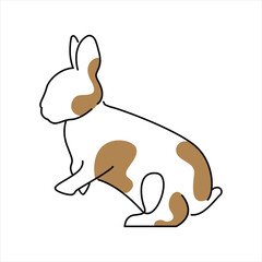 Rabbit Bunny Hare Simple White Brown Fun Cartoon Doodle Line Clip Art
