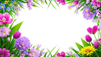 Abstact spring frame with flowers ands copyspace. Background