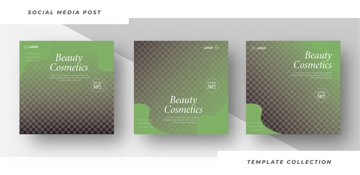 Beauty Cosmetic social media post template bundle banner design set style