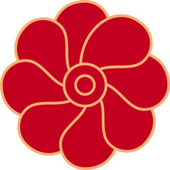 Red Chinese Plum Blossom Flat Style