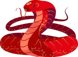 Year of The Snake Chinese Zodiac Symbol with Ornamental Patterns Character Design. Happy Chinese New Year