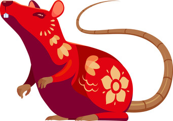 Year of The Rat Chinese Zodiac Symbol with Ornamental Patterns Character Design. Happy Chinese New Year