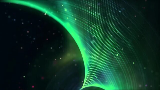 Green glowing lights lines animation background 