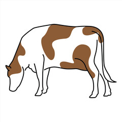 Cow Simple White Brown Fun Cartoon Doodle Line Clip Artint