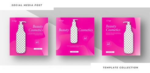 Cosmetics beauty products or skincare social media banner template design