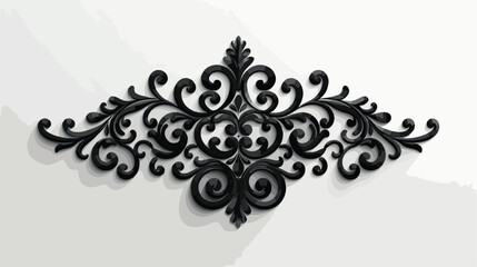 A black ornament on white background with rich