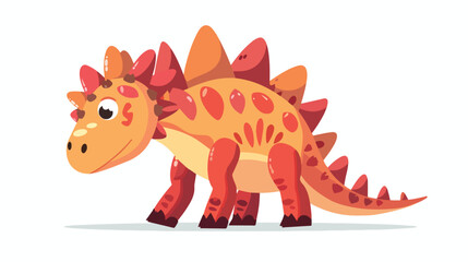Cartoon little stegosaurus on white background 