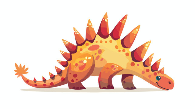 Cartoon little stegosaurus on white background 