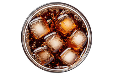 Glass of cola with ice isolated on transparent background Remove png, Clipping Path, pen tool - obrazy, fototapety, plakaty