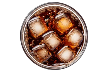 Fotobehang Glass of cola with ice isolated on transparent background Remove png, Clipping Path, pen tool © Vector Nazmul