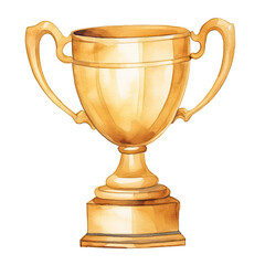 AI-generated watercolor trophy clip art illustration. Isolated elements on a white background.	